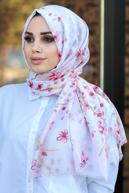 Pomegranate Flower Color Hijab Shawl 7561NC - NEVA STYLE