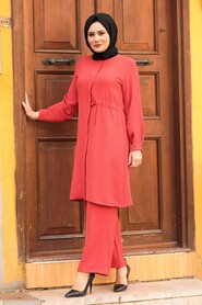 Pomegranate Flower Color Hijab Suit Dress 5625NC - 1