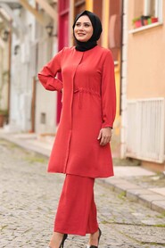 Pomegranate Flower Color Hijab Suit Dress 5625NC - 2