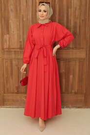 Pomegranate Flower Hijab Dress 50091NC - 1