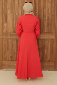 Pomegranate Flower Hijab Dress 50091NC - 3