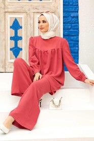 Pomegranate Flower Hijab Suit Dress 56835NC - 5