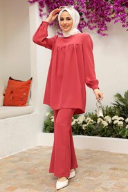 Pomegranate Flower Hijab Suit Dress 56835NC - 3