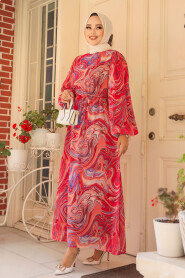 Pomegranate Flower Modest Dress For Women 60991NC - 2
