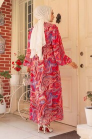 Pomegranate Flower Modest Dress For Women 60991NC - 4