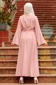 Powder Pink Hijab Abaya 41021PD - 3