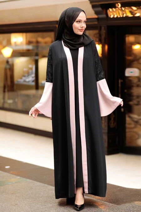Powder Pink Hijab Abaya 55510PD - NEVA STYLE