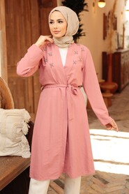 Powder Pink Hijab Coat 10860PD - 1