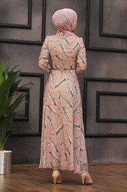 Powder Pink Hijab Daily Dress 81540PD - 2