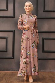 Powder Pink Hijab Daily Dress 81545PD - 1