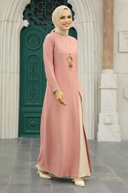 Powder Pink Hijab Double Suit 52221PD - NEVA STYLE