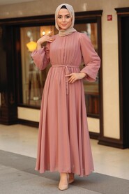 Powder Pink Hijab Dress 10337PD - 2