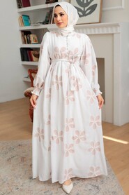 Powder Pink Hijab Dress 10377PD - 1