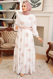 Powder Pink Hijab Dress 10384PD - 1