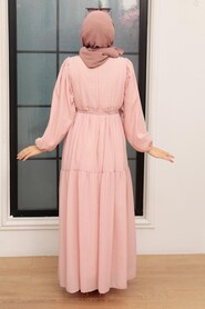 Powder Pink Hijab Dress 10414PD - 2