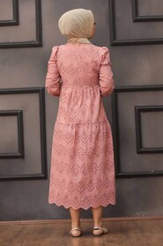 Powder Pink Hijab Dress 1073PD - 4