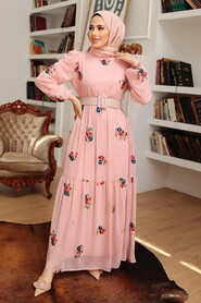 Powder Pink Hijab Dress 12041PD - 2