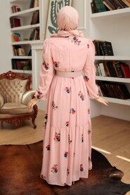 Powder Pink Hijab Dress 12041PD - 3