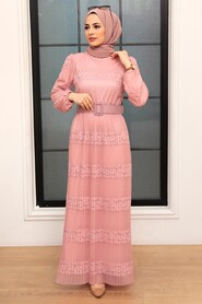 Powder Pink Hijab Dress 12240PD - 1