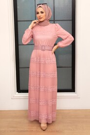 Powder Pink Hijab Dress 12240PD - 2