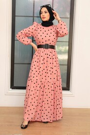 Powder Pink Hijab Dress 12250PD - 1
