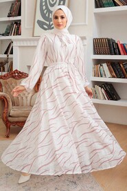 Powder Pink Hijab Dress 12302PD - 1