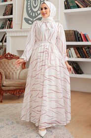 Powder Pink Hijab Dress 12302PD - 3