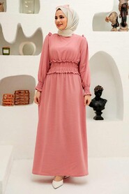 Powder Pink Hijab Dress 1300PD - 1