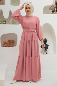 Powder Pink Hijab Dress 13024PD - 1