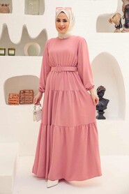 Powder Pink Hijab Dress 13024PD - 2