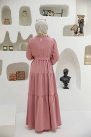 Powder Pink Hijab Dress 13024PD - 3