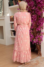 Powder Pink Hijab Dress 13311PD - 4