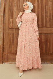 Powder Pink Hijab Dress 22152PD - 1