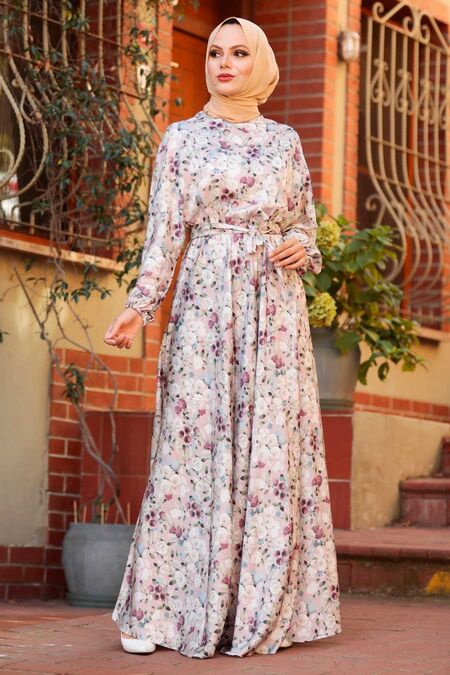 Powder Pink Hijab Dress 22163PD - NEVA STYLE