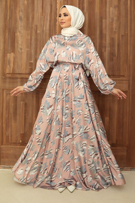 Powder Pink Hijab Dress 22166PD - NEVA STYLE