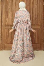 Powder Pink Hijab Dress 22166PD - 2
