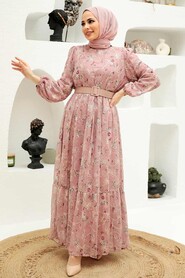 Powder Pink Hijab Dress 2315PD - 1