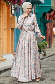 Powder Pink Hijab Dress 2378PD - 1