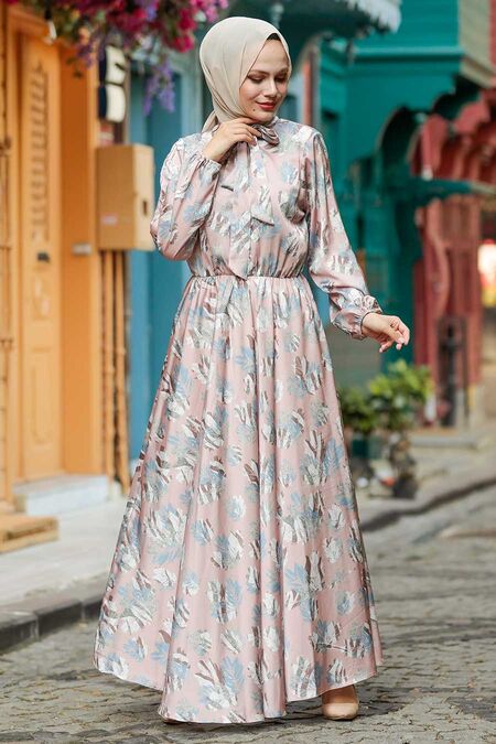 Powder Pink Hijab Dress 2378PD - NEVA STYLE