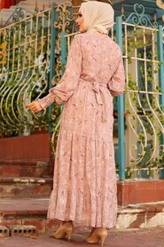 Powder Pink Hijab Dress 2391PD - 2