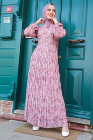 Powder Pink Hijab Dress 27890PD - 1