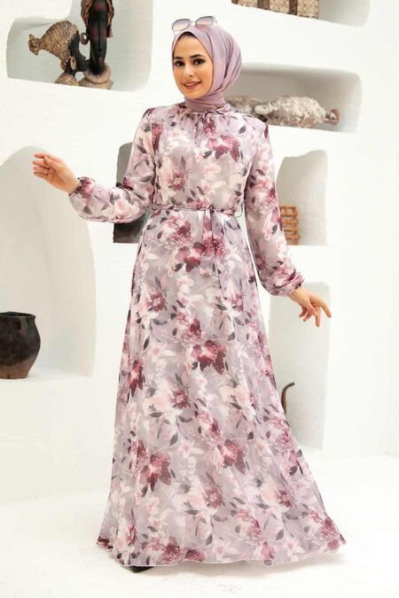 Powder Pink Hijab Dress 279014PD - NEVA STYLE