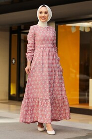 Powder Pink Hijab Dress 2848PD - 1