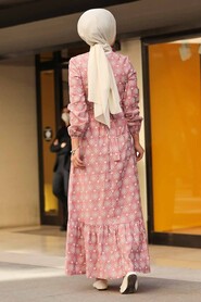 Powder Pink Hijab Dress 2848PD - 6