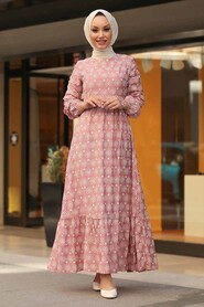 Powder Pink Hijab Dress 2848PD - 2