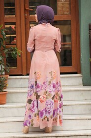 Powder Pink Hijab Dress 2875PD - 2
