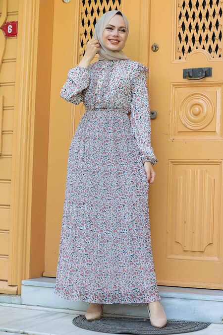 Powder Pink Hijab Dress 29630PD - NEVA STYLE