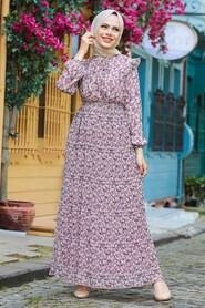 Powder Pink Hijab Dress 2963PD - 1