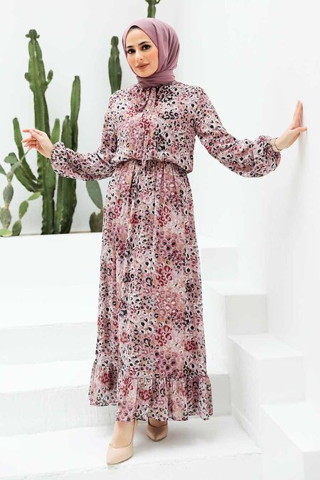 Powder Pink Hijab Dress 2998PD - NEVA STYLE