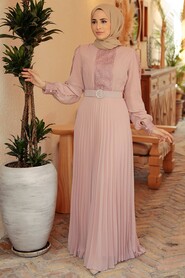 Powder Pink Hijab Dress 30060PD - 1